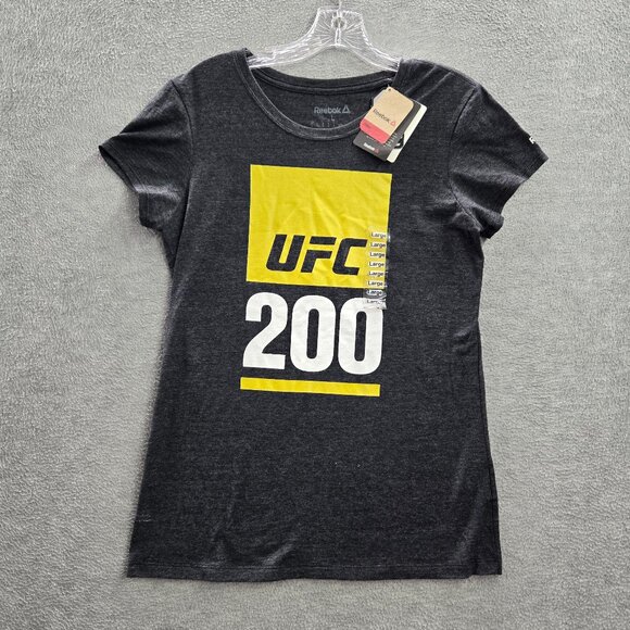 UFC 200 Women Top Large Gray Logo Reebok Short Sleeve Crew Neck NWT - Picture 1 of 10